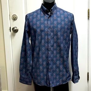 massimo dutti mens large pineapple button shirt